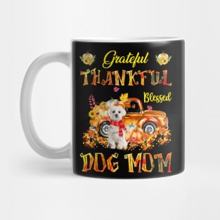 White Maltese Pumpkin Thankful Grateful Blessed Dog Mom Mug